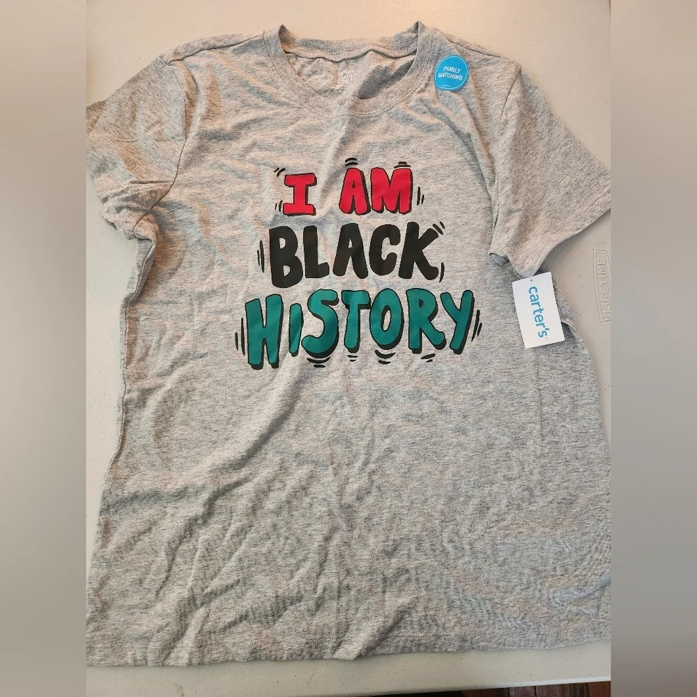 Gray Adult Medium Heritage T-Shirt with 'I Am Black History' Slogan